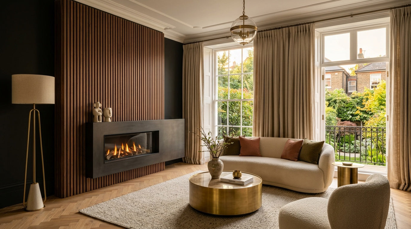 Chelsea XL Walnut Acoustic Wall Panel — 270 × 110 cm
