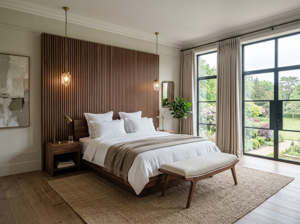 Chelsea XL Walnut Acoustic Wall Panel — 270 × 110 cm